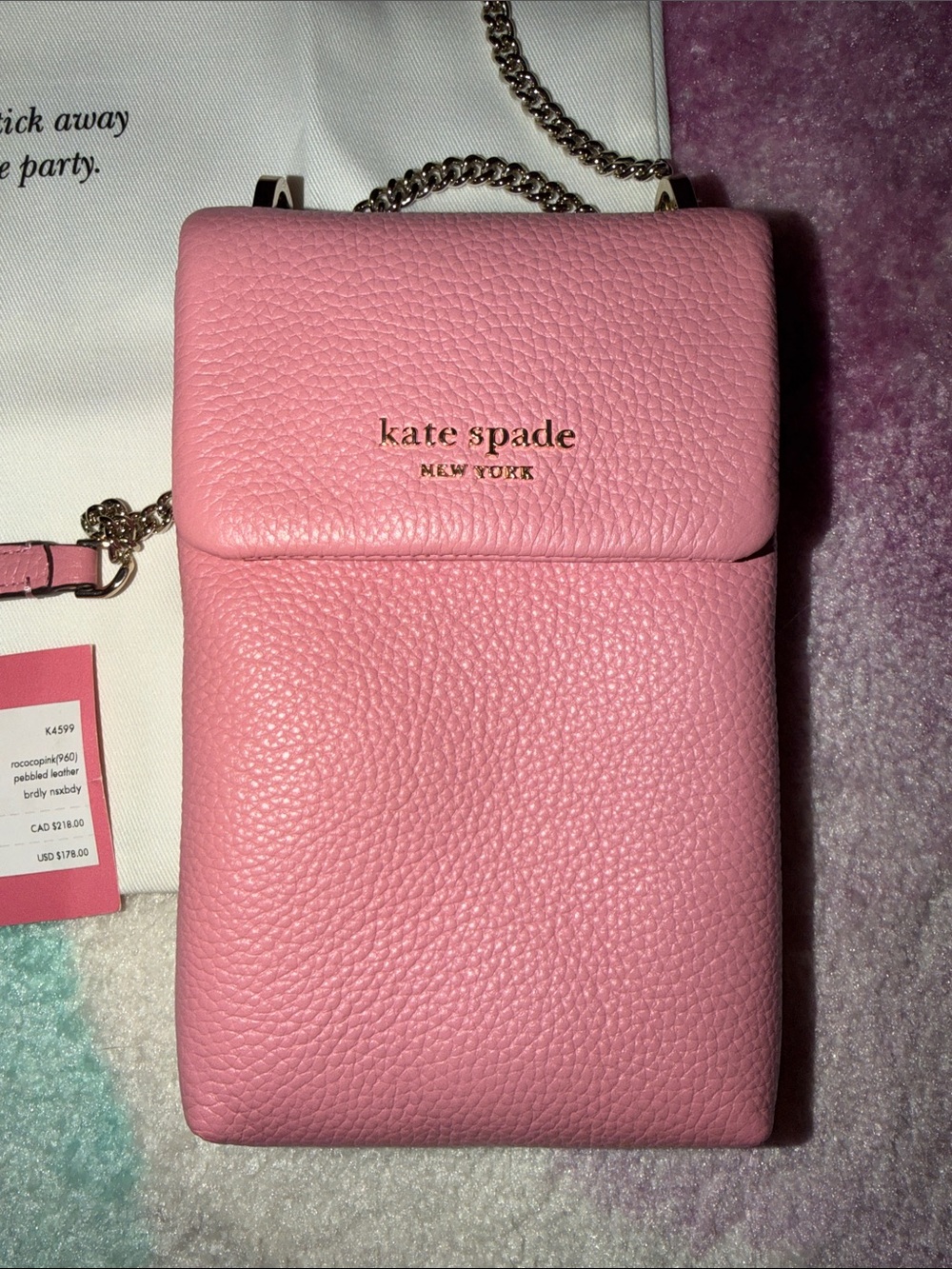 Kate Spade Bradley Pebbled Leather Crossbody In Rococo Pink with Dust Bag - Picture 3 of 10